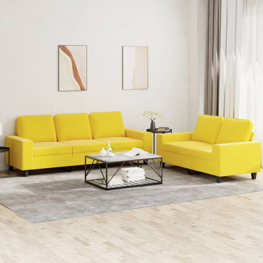 Set di Divani 2 pz Giallo Chiaro in Tessuto 3201903