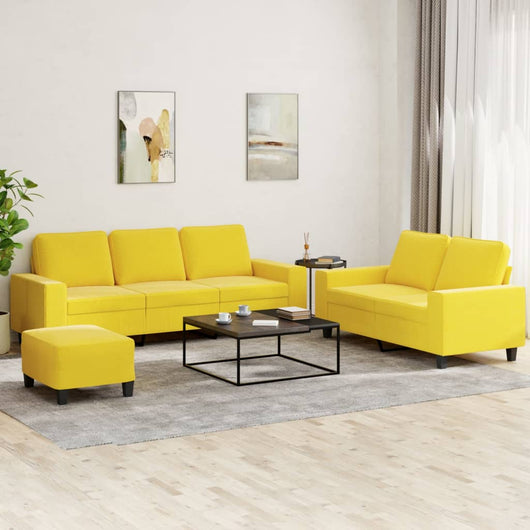 Set di Divani 3 pz Giallo Chiaro in Tessuto 3201911