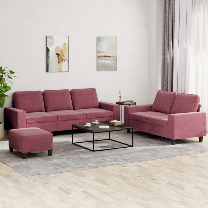 Set di Divani 3 pz Rosso Vino in Tessutocod mxl 83141