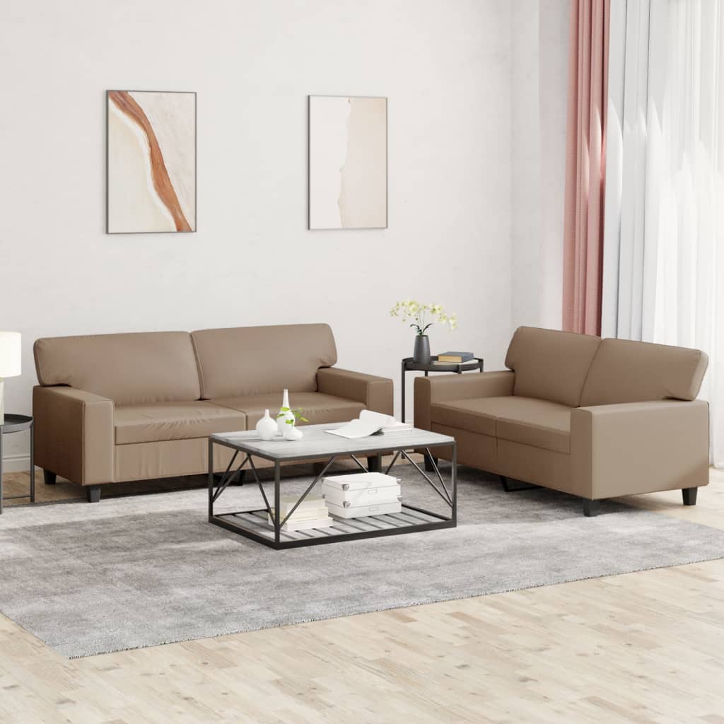 Set di Divani 2 pz Cappuccino in Similpelle 3201918