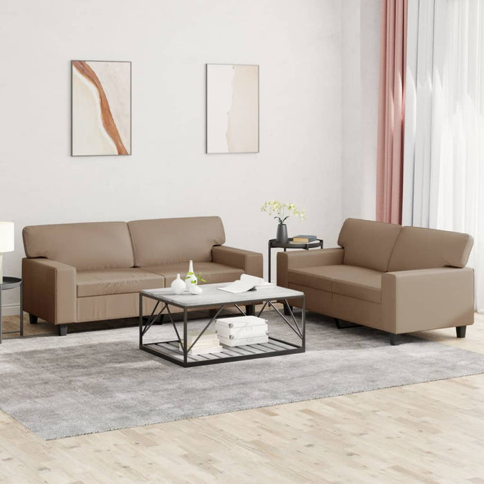 Set di Divani 2 pz Cappuccino in Similpelle 3201918