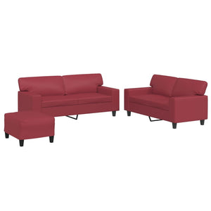 Set di Divani 3 pz Rosso Vino in Similpelle 3201922