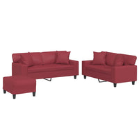 Set di Divani 3 pz con Cuscini Rosso Vino in Similpellecod mxl 104163