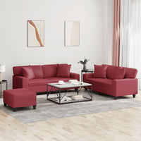 Set di Divani 3 pz con Cuscini Rosso Vino in Similpellecod mxl 104163