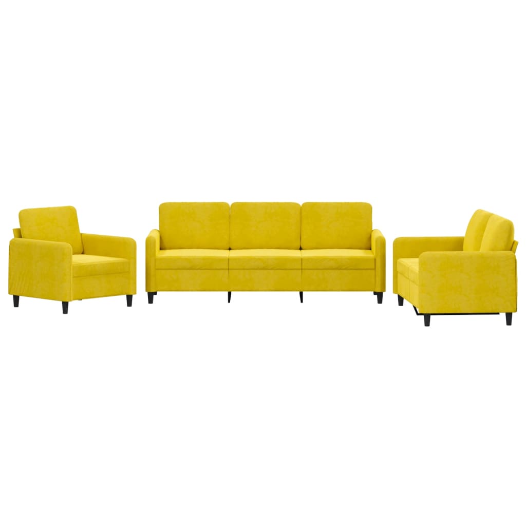 Set di Divani 3 pz Giallo in Vellutocod mxl 128167