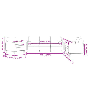 Set di Divani 3 pz con Cuscini Grigio Scuro in Velluto