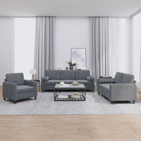 Set di Divani 3 pz con Cuscini Grigio Scuro in Velluto