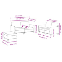 Set di Divani 3 pz Nero in Velluto 3201989