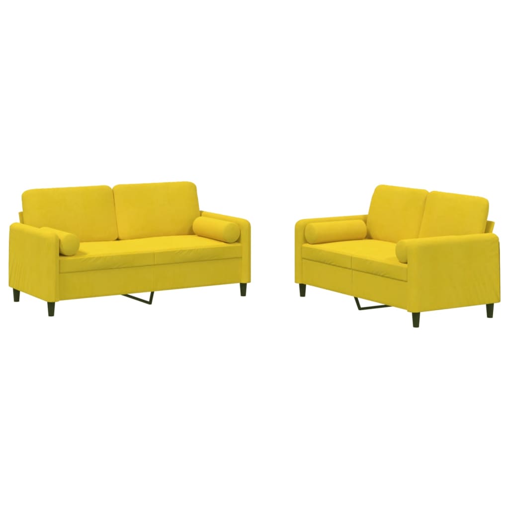 Set di Divani 2 pz con Cuscini Giallo in Vellutocod mxl 82761
