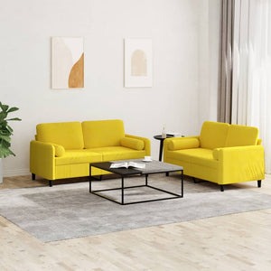 Set di Divani 2 pz con Cuscini Giallo in Vellutocod mxl 82761