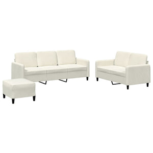 Set di Divani 3 pz Crema in Velluto 3202032