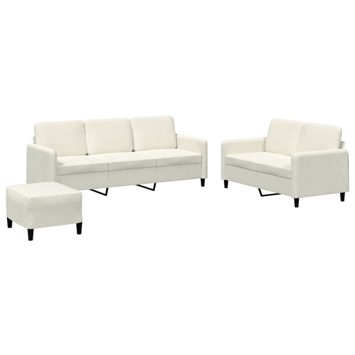 Set di Divani 3 pz Crema in Velluto 3202032