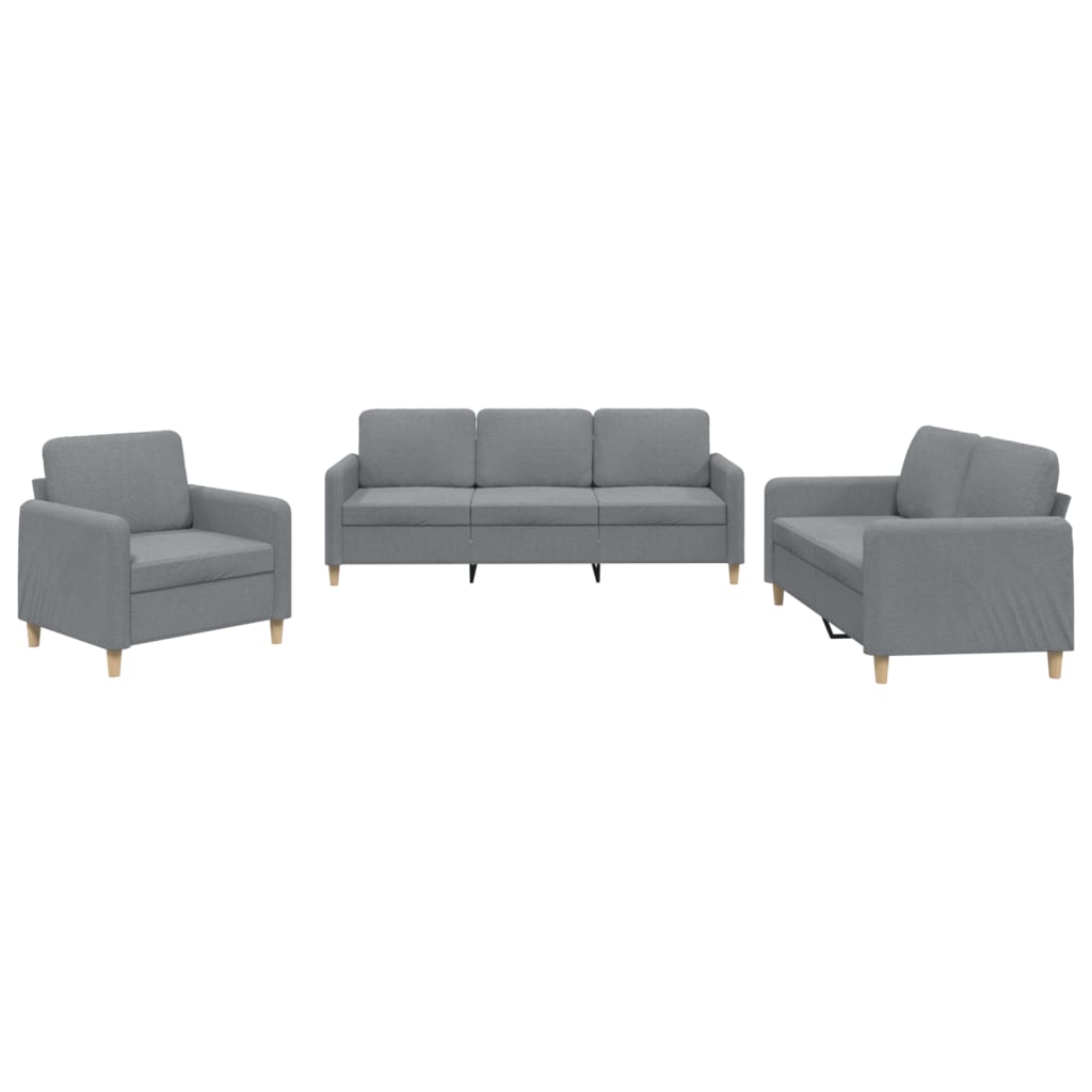 Set di Divani 3 pz con Cuscini Grigio Chiaro in Tessuto 3202054