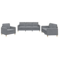 Set di Divani 3 pz con Cuscini Grigio Chiaro in Tessuto 3202054
