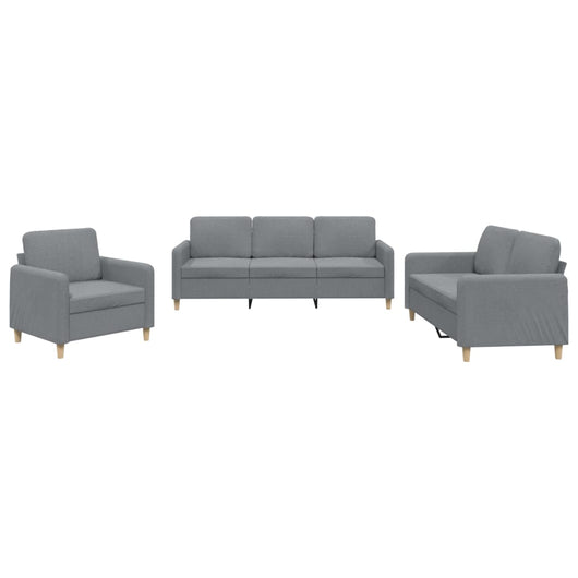 Set di Divani 3 pz con Cuscini Grigio Chiaro in Tessuto 3202054