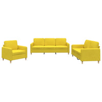 Set di Divani 3 pz con Cuscini Giallo Chiaro in Tessuto 3202059