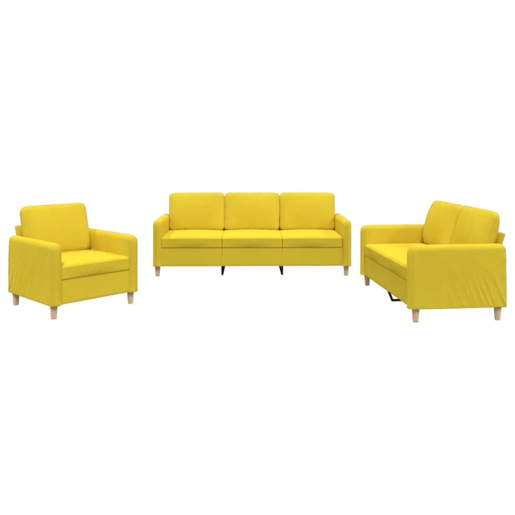 Set di Divani 3 pz con Cuscini Giallo Chiaro in Tessutocod mxl 131177