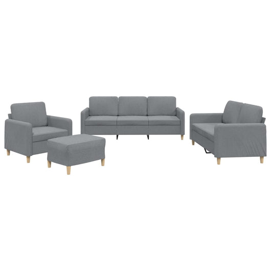 Set di Divani 4 pz con Cuscini Grigio Chiaro in Tessuto 3202062