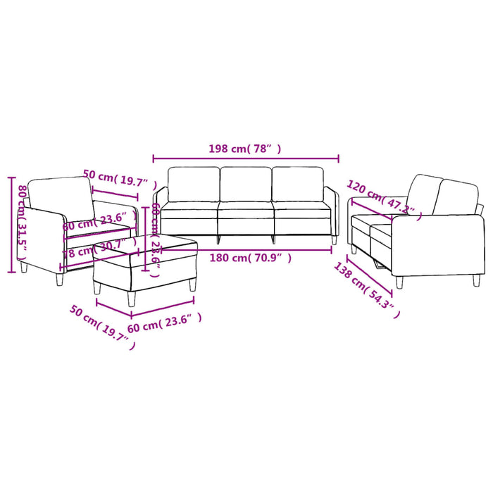 Set di Divani 4 pz con Cuscini Marrone in Tessuto 3202065