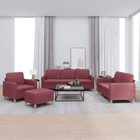 Set di Divani 4 pz con Cuscini Rosso Vino in Tessuto 3202068