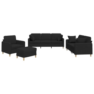 Set Divani 4 pz con Cuscini Nero in Tessutocod mxl 93155