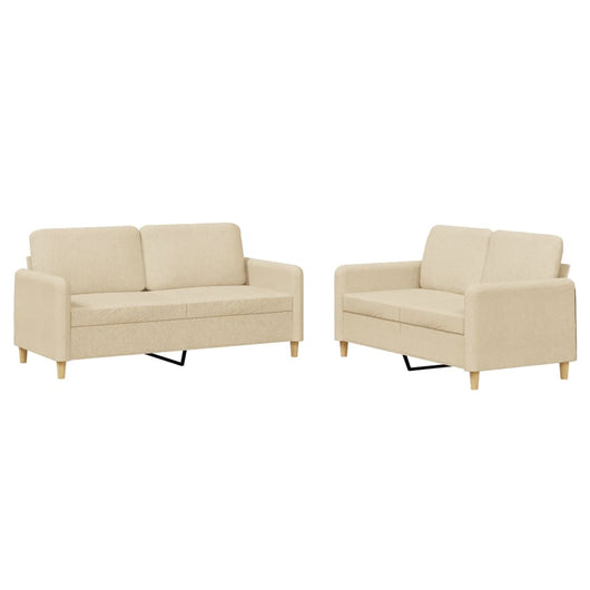 Set di Divani 2 pz con Cuscini Crema in Tessutocod mxl 107215