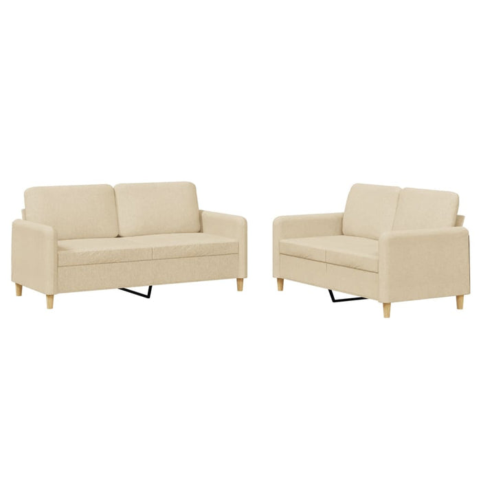 Set di Divani 2 pz con Cuscini Crema in Tessuto 3202088