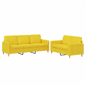 Set di Divani 2 pz con Cuscini Giallo Chiaro in Tessuto 3202123