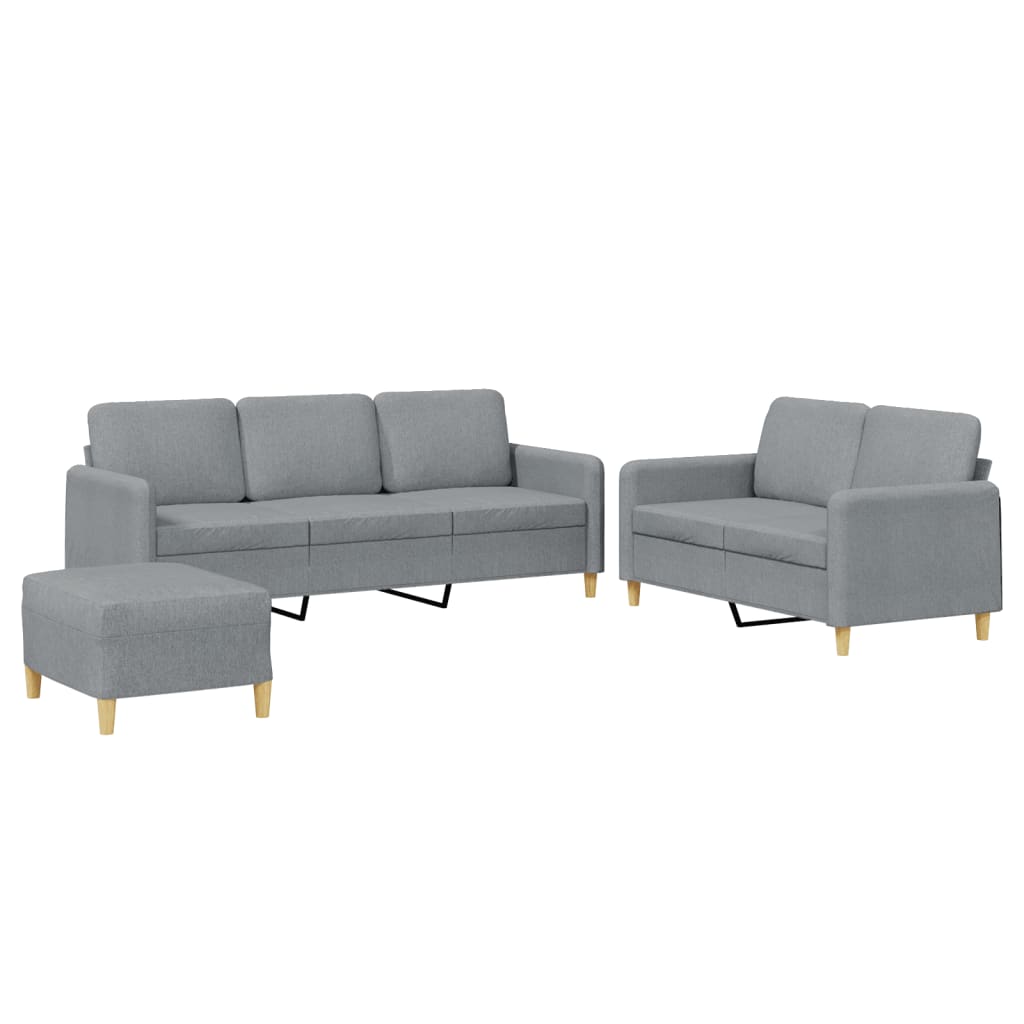 Set di Divani 3 pz con Cuscini Grigio Chiaro in Tessuto 3202126