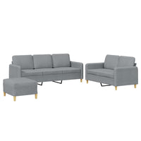 Set di Divani 3 pz con Cuscini Grigio Chiaro in Tessuto 3202126