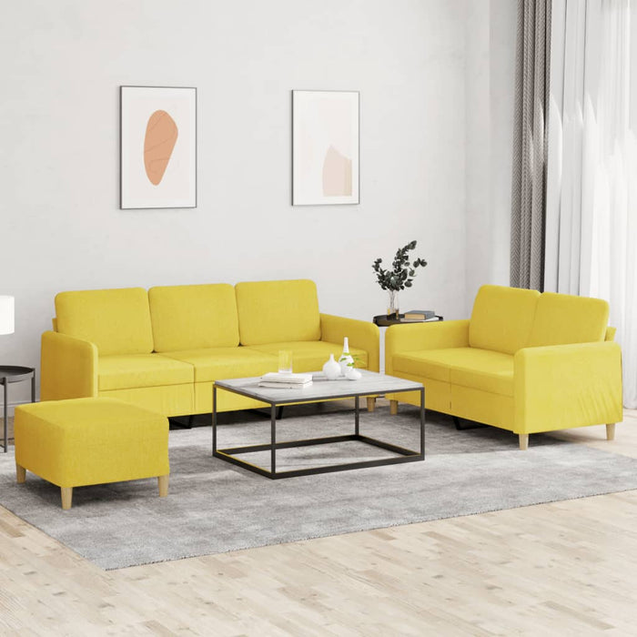 Set di Divani 3 pz con Cuscini Giallo Chiaro in Tessutocod mxl 107205