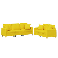 Set di Divani 2 pz con Cuscini Giallo Chiaro in Tessuto 3202139
