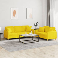 Set di Divani 2 pz con Cuscini Giallo Chiaro in Tessuto 3202139