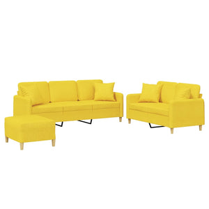 Set di Divani 3 pz con Cuscini Giallo Chiaro in Tessutocod mxl 82936