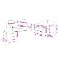 Set di Divani 3 pz con Cuscini Rosso Vino in Similpelle