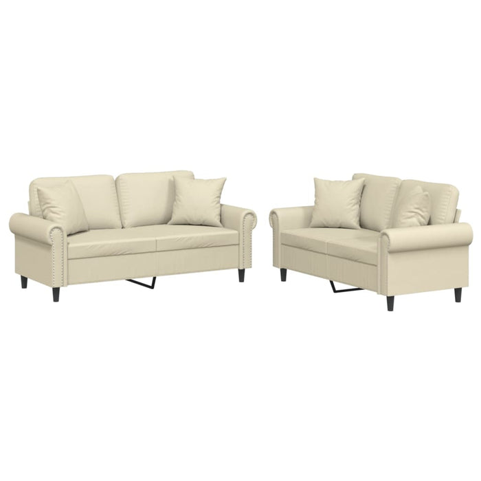 Set di Divani 2 pz con Cuscini Crema in Similpelle 3202161