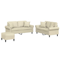 Set di Divani 3 pz con Cuscini Crema in Similpelle 3202166