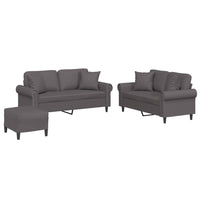 Set di Divani 3 pz con Cuscini Grigio in Similpelle 3202167