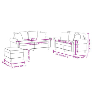 Set di Divani 3 pz con Cuscini Rosso Vino in Similpelle 3202168