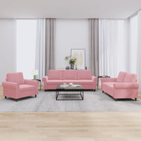 Set di Divani 3 pz con Cuscini rosa in Velluto 3202173