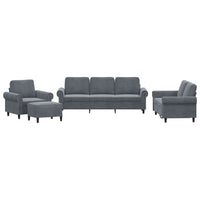 Set di Divani 4 pz con Cuscini Grigio Scuro in Velluto 3202181