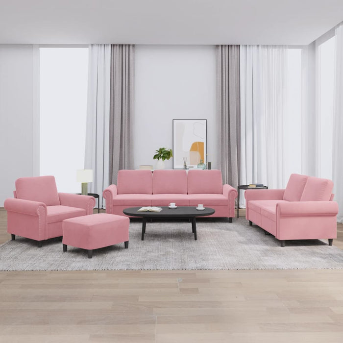 vidaXL Set di Divani 4 pz con Cuscini rosa in Velluto