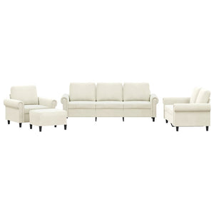 Set di Divani 4 pz con Cuscini Crema in Velluto