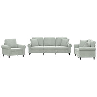 Set di Divani 3 pz con Cuscini Grigio Chiaro in Velluto 3202190