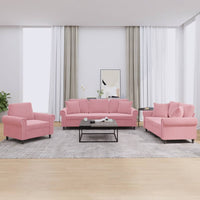 vidaXL Set di Divani 3 pz con Cuscini Rosa in Velluto