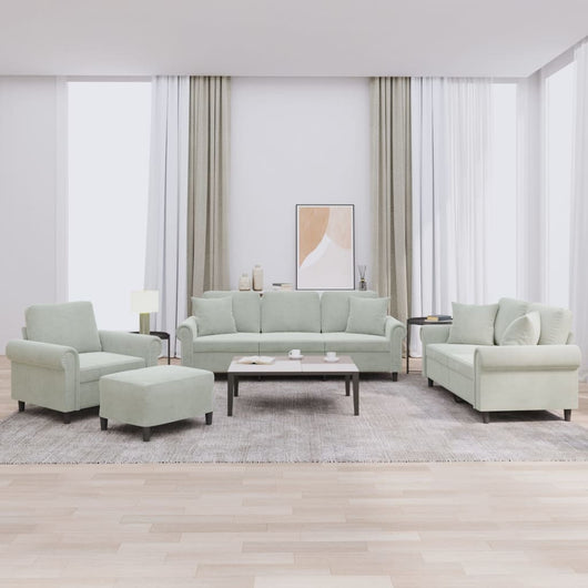 Set di Divani 4 pz con Cuscini Grigio Chiaro in Vellutocod mxl 106858