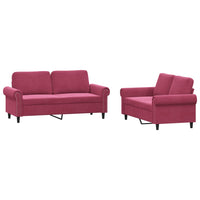 Set di Divani 2 pz con Cuscini Rosso Vino in Vellutocod mxl 107083