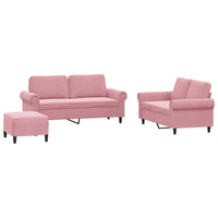 vidaXL Set di Divani 3 pz con Cuscini rosa in Velluto