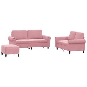 vidaXL Set di Divani 3 pz con Cuscini rosa in Velluto