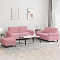 vidaXL Set di Divani 3 pz con Cuscini rosa in Velluto